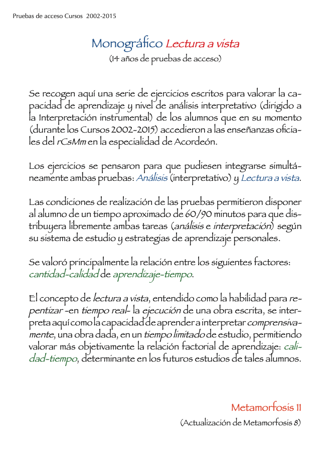 Monográfico Lectura a vista